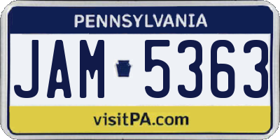 PA license plate JAM5363
