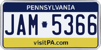 PA license plate JAM5366