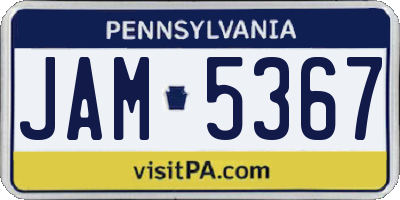 PA license plate JAM5367