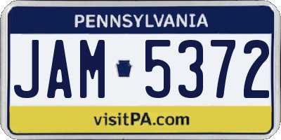PA license plate JAM5372