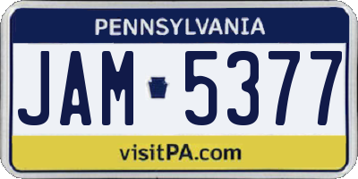 PA license plate JAM5377
