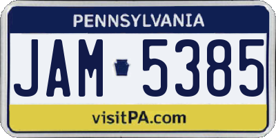 PA license plate JAM5385