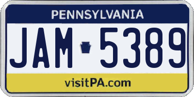 PA license plate JAM5389