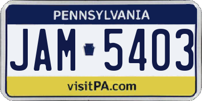 PA license plate JAM5403