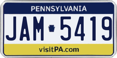 PA license plate JAM5419