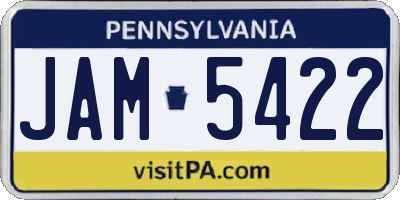 PA license plate JAM5422