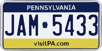 PA license plate JAM5433
