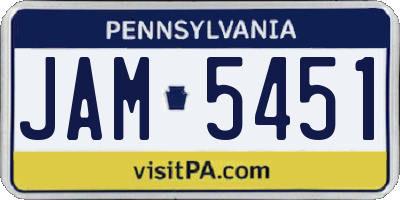 PA license plate JAM5451