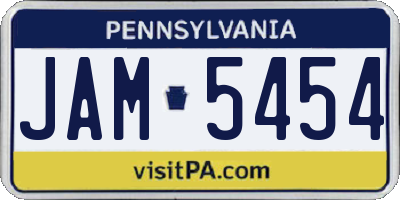 PA license plate JAM5454