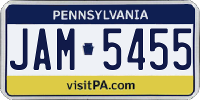 PA license plate JAM5455