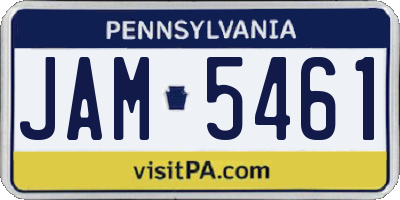 PA license plate JAM5461