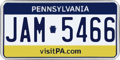 PA license plate JAM5466