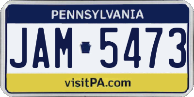 PA license plate JAM5473