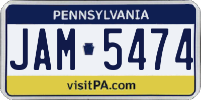 PA license plate JAM5474