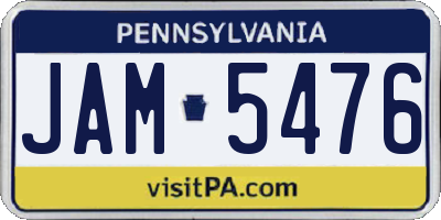 PA license plate JAM5476