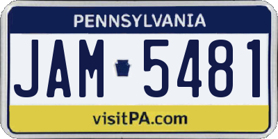 PA license plate JAM5481