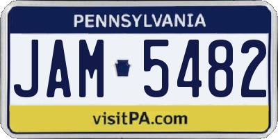 PA license plate JAM5482