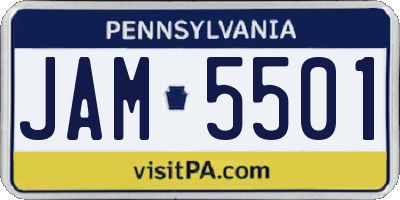 PA license plate JAM5501