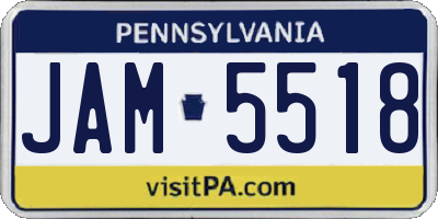 PA license plate JAM5518