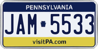 PA license plate JAM5533