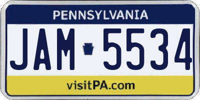 PA license plate JAM5534
