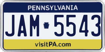 PA license plate JAM5543