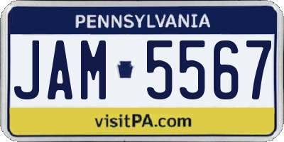 PA license plate JAM5567