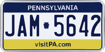 PA license plate JAM5642