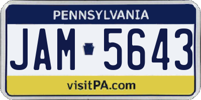PA license plate JAM5643