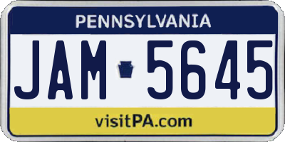 PA license plate JAM5645