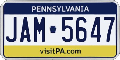 PA license plate JAM5647