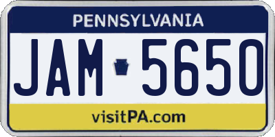 PA license plate JAM5650