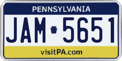 PA license plate JAM5651