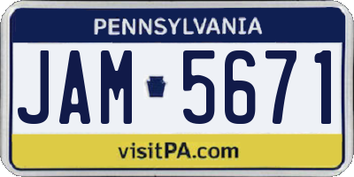 PA license plate JAM5671