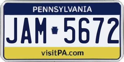 PA license plate JAM5672