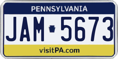PA license plate JAM5673