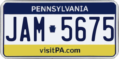 PA license plate JAM5675