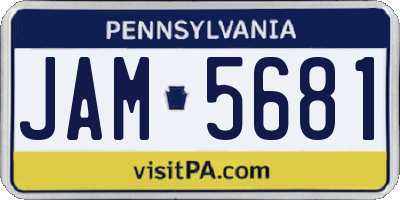 PA license plate JAM5681