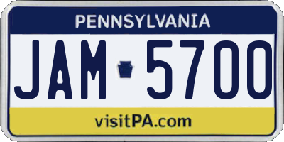 PA license plate JAM5700