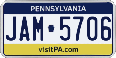 PA license plate JAM5706