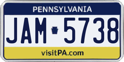 PA license plate JAM5738