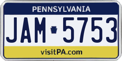 PA license plate JAM5753