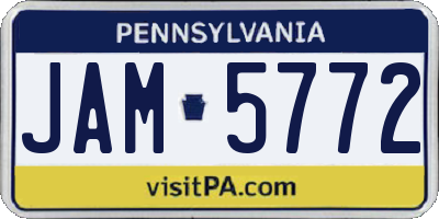 PA license plate JAM5772