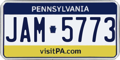 PA license plate JAM5773