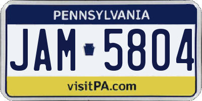 PA license plate JAM5804