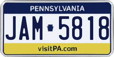 PA license plate JAM5818