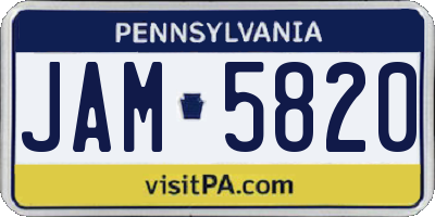 PA license plate JAM5820