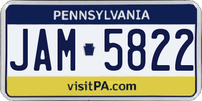 PA license plate JAM5822