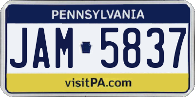 PA license plate JAM5837