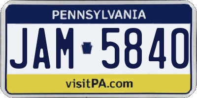 PA license plate JAM5840